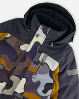 One Piece Snowsuit Dark Gray Printed Camo