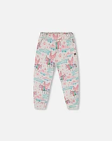 Shiny French Terry Sweatpants Gray Mix Printed Unicorn