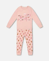 Organic Cotton Two Piece Pajama Set Pink Christmas Cookies