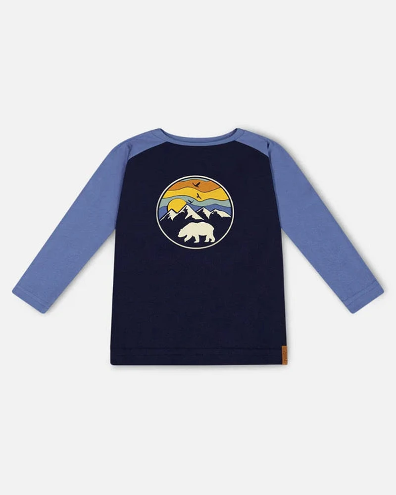 Raglan T-Shirt With Print Navy