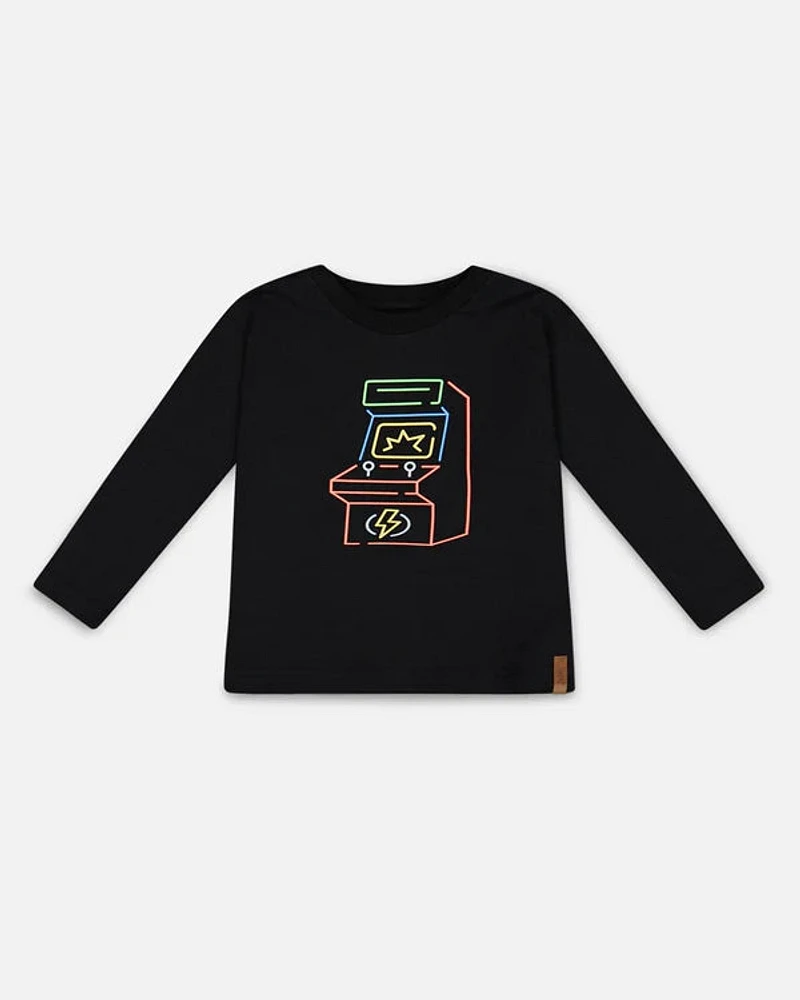 Long Sleeve T-Shirt With Print Black