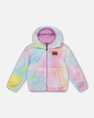 Reversible Plush Jacket Lilac Tie Dye