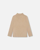 Super Soft Brushed Mock Neck Top Medium Beige