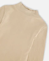 Super Soft Brushed Mock Neck Top Medium Beige