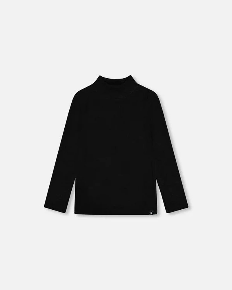 Super Soft Brushed Mock Neck Top Black