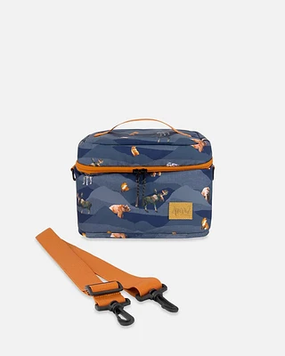 Lunch Box Navy Printed Mountains Animals