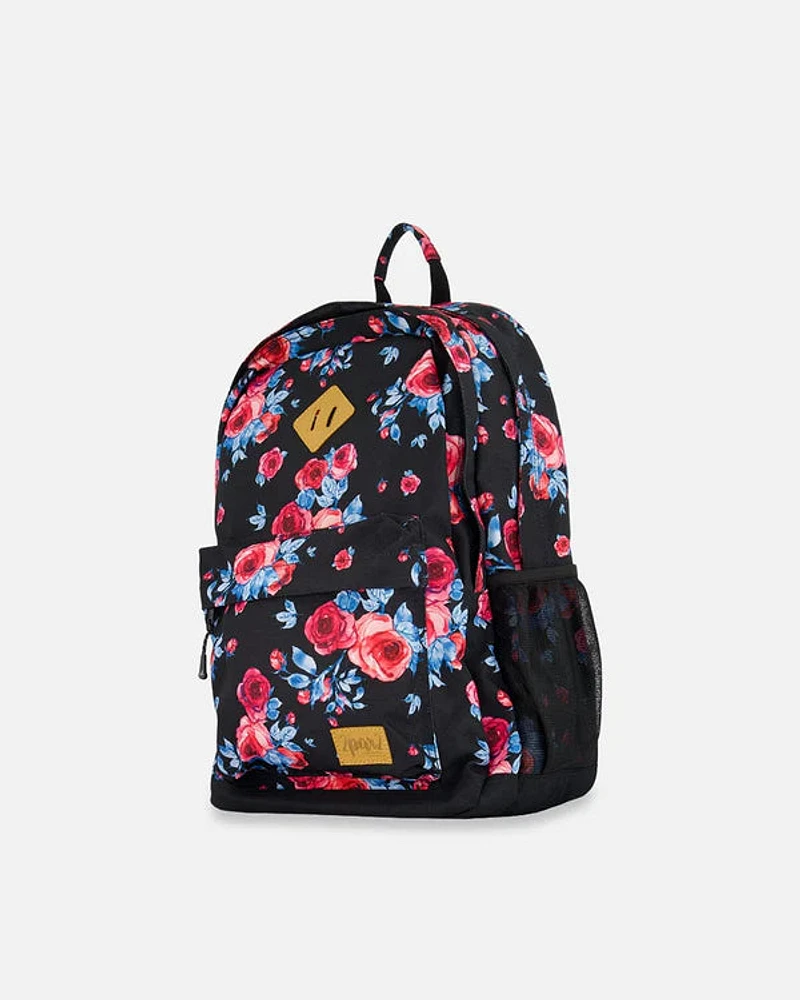 Backpack Black Printed Roses - 18L