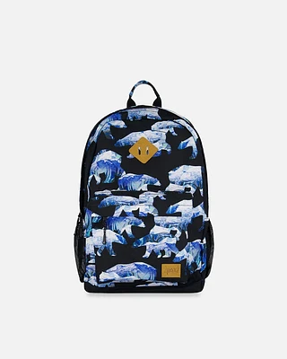 Backpack Black Printed Polar Bears - 18L