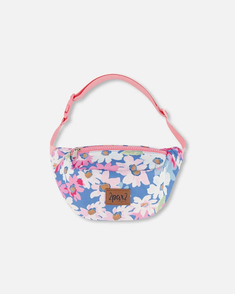 Printed Fanny Pack White, Pink, And Green Flowers