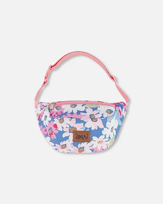 Printed Fanny Pack White, Pink, And Green Flowers