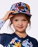 Printed Cap Navy And Yellow Pink Flowers