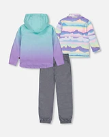 3-In-1 Mid-Season Outerwear Set Turquoise And Mauve Gradient