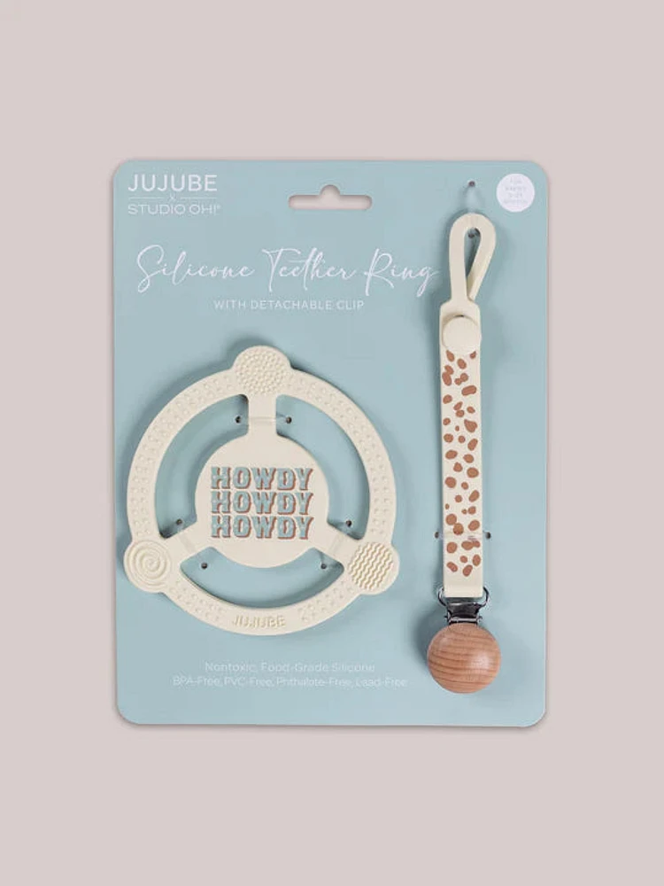 SILICONE TEETHER RING & DETACHABLE CLIP