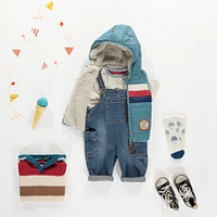 REVERSIBLE BLUE SLEEVELESS VEST, BABY