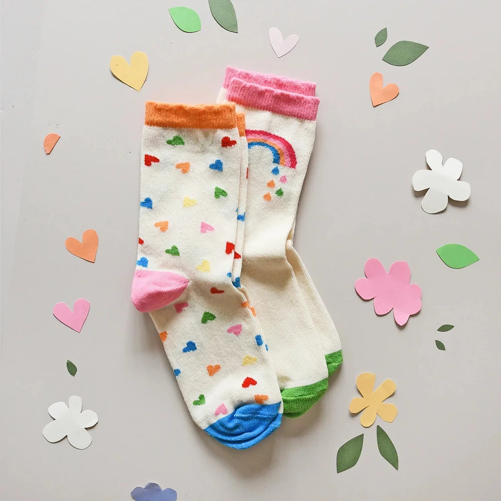 Rainbow Hearts 2 Pack Socks