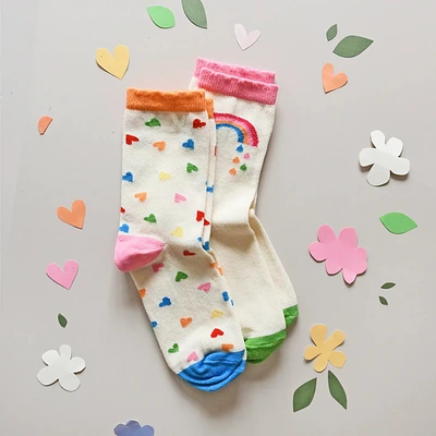 Rainbow Hearts 2 Pack Socks