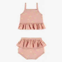 PINK TWO-PIECE SWIMSUIT WITH SMALL BUTTERFLIES