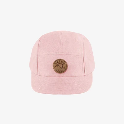 PINK CAP WITH FLAT VISOR IN LINEN AND COTTON, BABY