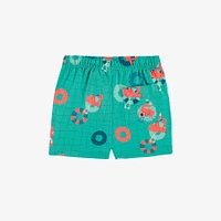 BLUE SWIM SHORTS WITH FLAMINGO ALL OVER PRINT, BABY