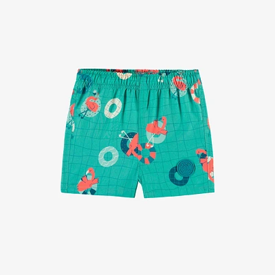 BLUE SWIM SHORTS WITH FLAMINGO ALL OVER PRINT, BABY