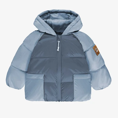 BLUE HOODED PUFFER COAT, BABY