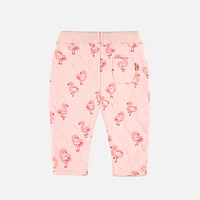 PINK QUILTED JERSEY PANTS WITH PATTERNS, BABY