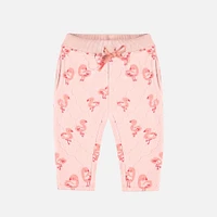 PINK QUILTED JERSEY PANTS WITH PATTERNS, BABY