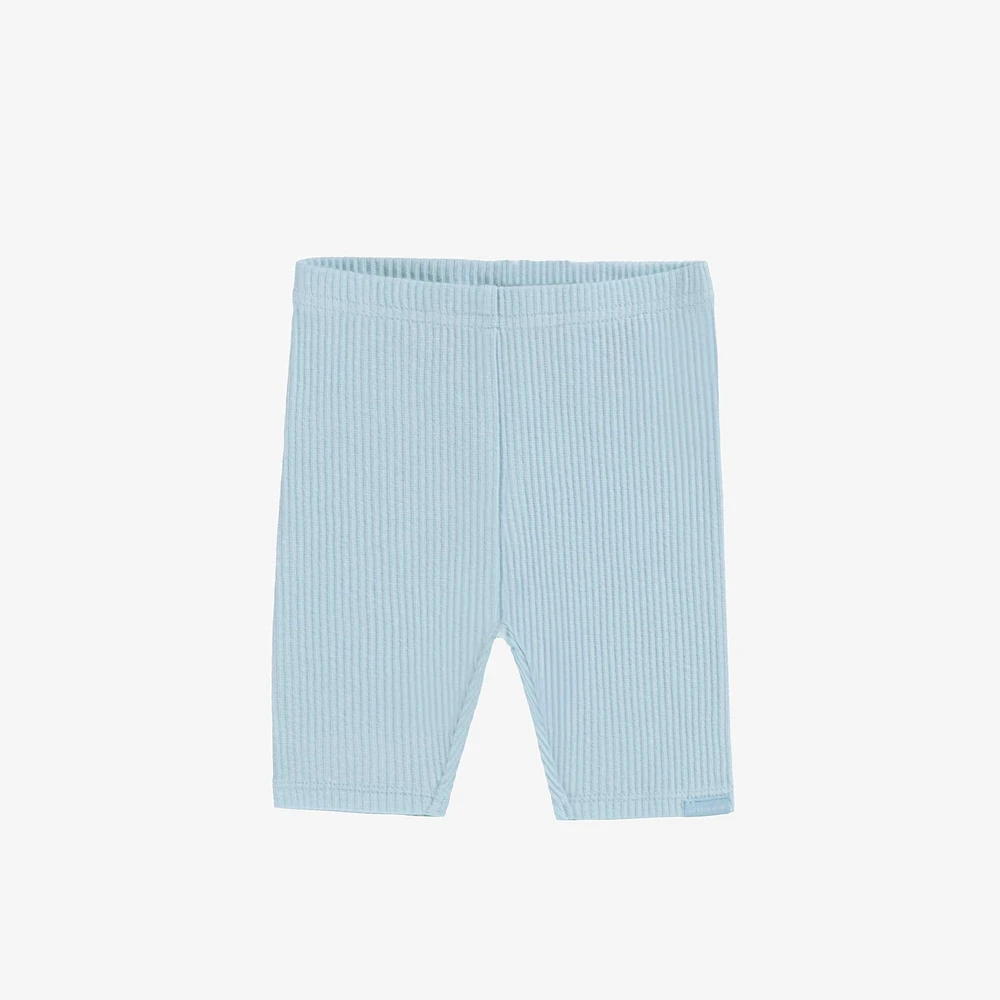 BLUE RIBBED KNIT SHORT LEGGING, BABY