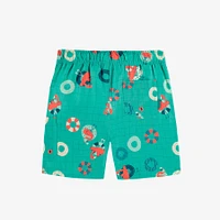 BLUE SWIM BERMUDA SHORTS WITH FLAMINGO ALL OVER PRINT, CHILD