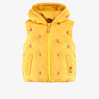 YELLOW SLEEVELESS PUFFER WITH HOOD