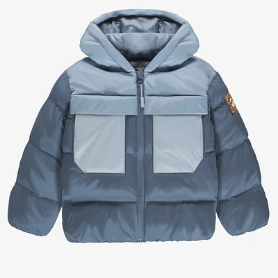 HOODED BLUE PUFFER COAT, CHILD