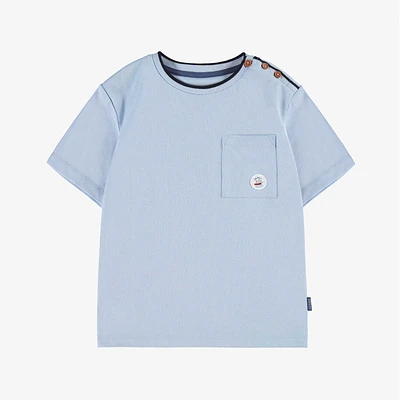 BLUE T-SHIRT WAFFLED JERSEY, CHILD