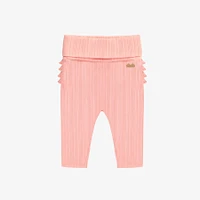 PINK LEGGING IRREGULAR RIB KNIT WITH RUFFLES, NEWBORN