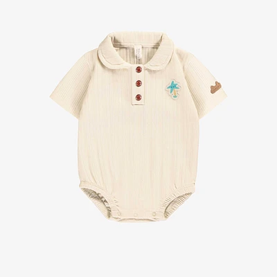 CREAM BODYSUIT RIB KNIT, NEWBORN