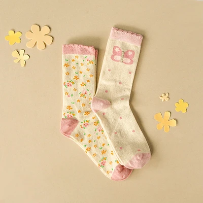 Tiny Blossom Butterfly 2 Pack Socks