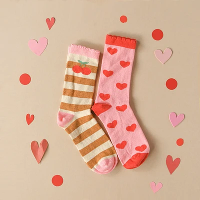 Stripy Cherry 2 Pack Socks