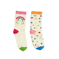 Rainbow Hearts 2 Pack Socks