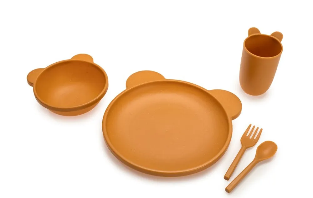 5 Piece Cellulose Feeding Set, Plate, Bowl, Cup, Spoon & Fork