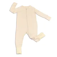 Bamboo 2-way Zippy Romper w/rollover cuffs (Soft Sand)