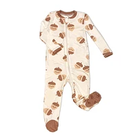 Bamboo Footies with Two Way Zipper (Acorn Pals Print)