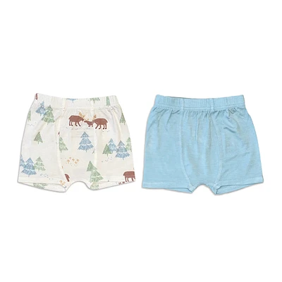 Bamboo Underwear Shorts 2 Pack (Moose Woods Print/Sky)