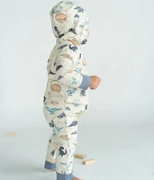 Bamboo Fleece Hooded Romper w/2 Way Zipper (Dino Delight Print)