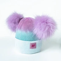 Lavender Aqua Ombre Double Pom Toque (2-6X)