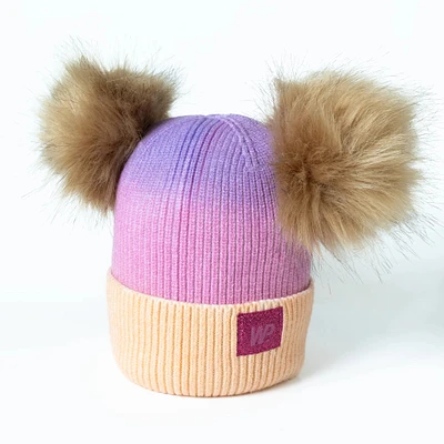 Sunset Ombre Double Pom Toque (2-6X)