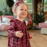 RED AND WHITE PLAID PATTERN DRESS BRUSHED FLANNEL, BABY