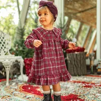 RED AND WHITE PLAID PATTERN DRESS BRUSHED FLANNEL, BABY