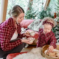 RED AND WHITE PLAID PATTERN DRESS BRUSHED FLANNEL, BABY