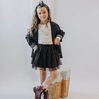 BLACK AND WHITE STRIPED JACKET GABARDINE, CHILD