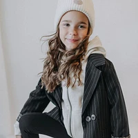 BLACK AND WHITE STRIPED JACKET GABARDINE, CHILD