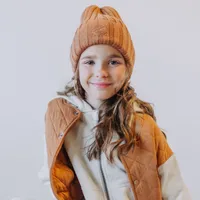 BROWN KNITTED TOQUE COTTON CASHMERE, CHILD